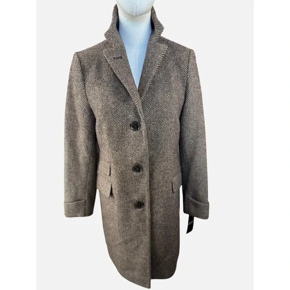 Lauren Ralph Lauren NWT SZ 4 Classic Wool Blend Herringbone Pattern Coat Jacket - Picture 3 of 16
